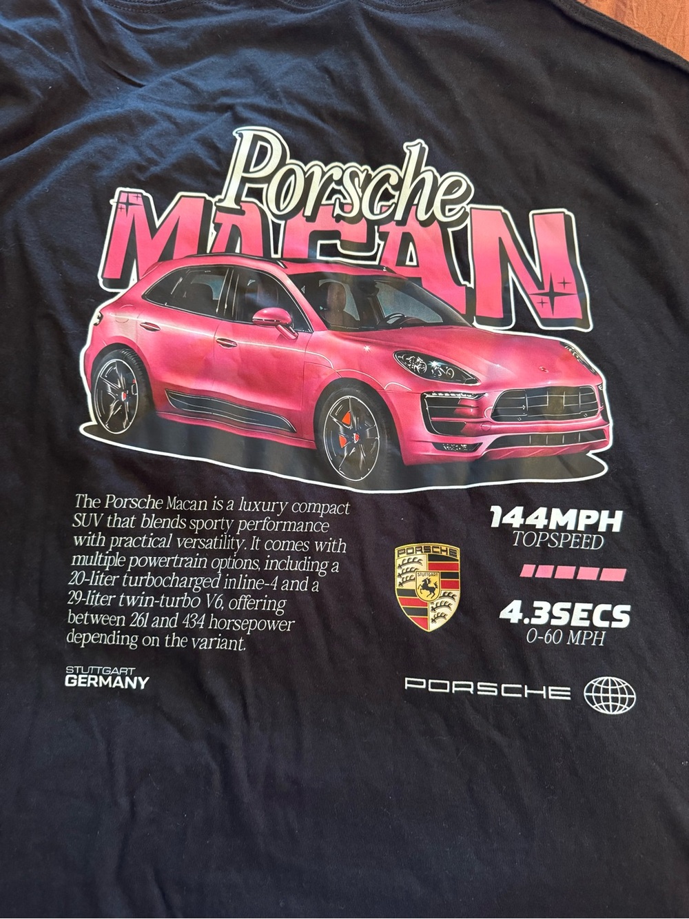 NWOT Unisex Porsche Macan Graphic Tee - Pink Car Print